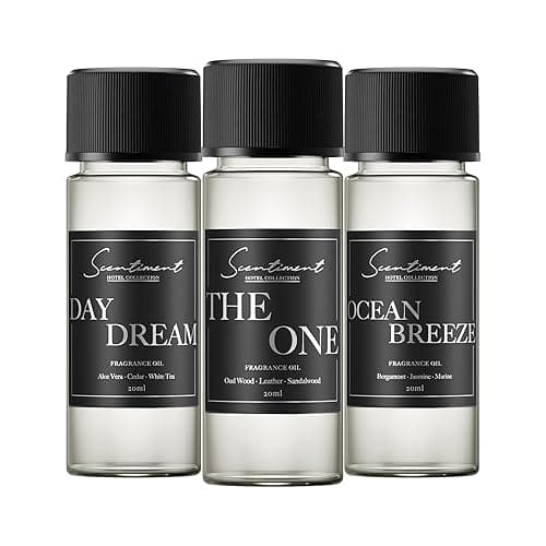 Hotel Diffuser Oil | Aromatherapy Fragrances Inspired by 5-Star Hotels | Luxurious Scents with Notes of Cardamom, Tuscan Leather, and Sandalwood (20ml, Top 3 Scents) - 2.01 Fl Oz (Pack of 1)