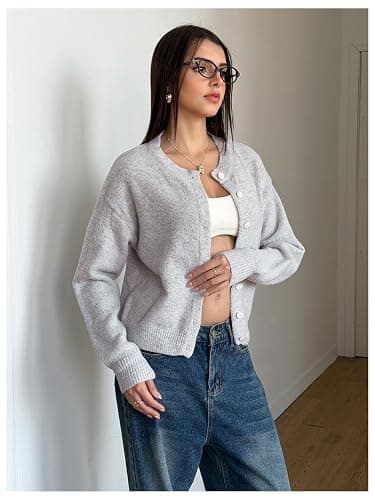 GORGLITTER Women's Button Up Knit Cardigan Open Front Casual Dressy Fall Trendy 2025 Cute Long Sleeve Sweater thumbnail 5