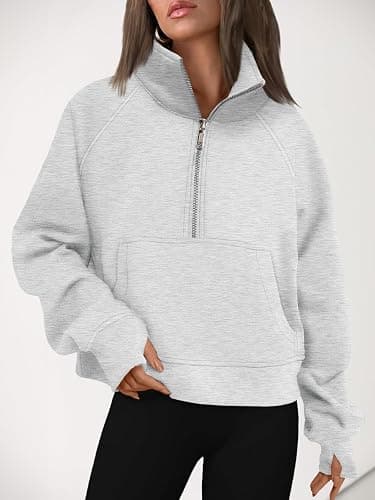 AUTOMET Womens Sweatshirts Half Zip Cropped Pullover Fleece Quarter Zipper Hoodies 2026 Fall Fashion Outfits Clothes thumbnail 6