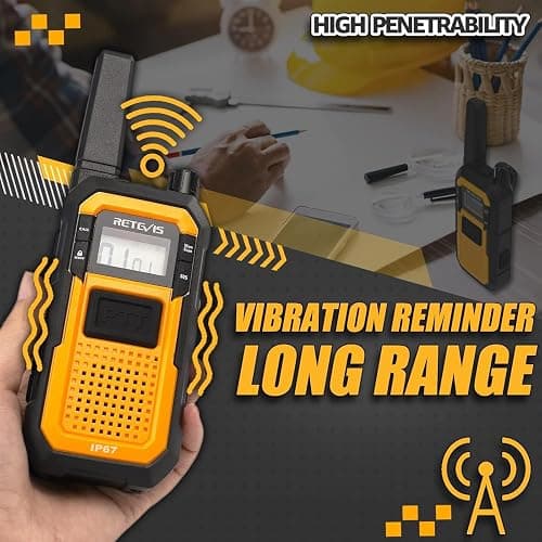 Retevis RB48 Waterproof Walkie Talkies, Heavy Duty Two Way Radio, Advanced Triple Proof, Vibration Call, USB-C, SOS,2000mAh, NOAA, 2 Way Radio(2 Pack) Yellow thumbnail 6
