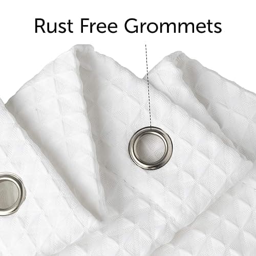 Creative Scents Fabric White Shower Curtain for Bathroom - 72 x 84 Spa, Hotel Luxury Matt Waffle Weave Square Design, Water Repellent, 230 GSM Weighty Cloth, for Decorative Bathroom Curtains thumbnail 6