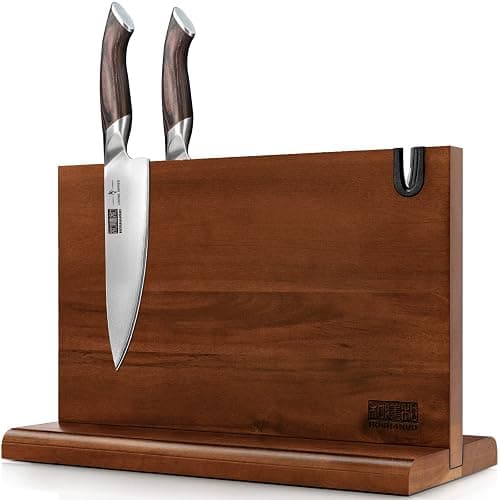 HOSHANHO Bloc à Couteaux Magnétique 35,5 x 25,4 cm - Porte Couteaux Aimanté Double Face Porte-couteaux Magnétique en Acacia Bloc Couteau de Cuisine - Image 1