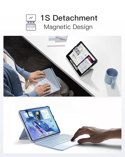 Inateck for iPad 11th/10th Generation Case with Keyboard,for iPad 10th(10.9")/11th Gen(2025 A16),Air 11" M3/M2,Air 6/5/4th,Pro 11 4/3/2/1th,Ultralight Detachable Keyboard with Touchpad, AceTouch Blue thumbnail 5