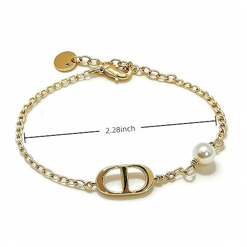 Personalized Initial Pearl Bracelet,18K Gold Women's Light Luxury Letter Bracelet,Thick Gold Plated Hypoallergenic and Color Fast Gift for Girlfriend on Festivals and Birthdays Gift thumbnail 4