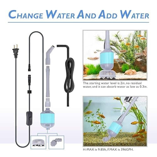 hygger 360GPH Electric Aquarium Gravel Cleaner, 5 in 1 Automatic Fish Tank Cleaning Tool Set Vacuum Water Changer Sand Washer Filter Siphon Adjustable Length 15W thumbnail 3