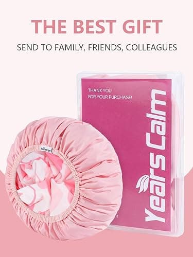 Years Calm Shower Caps For Women Reusable Waterproof，Pattern And Solid Color Dual-Layer Design For Dual-Layer Usable，Protects Hair In Shower, Spa, Cooking, Clean & Travel (Pink, One Size) thumbnail 9