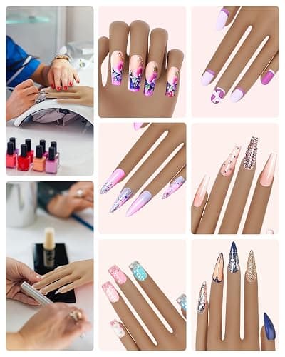 Practice Hand for Acrylic Nails, Silicone Hand for Nail Practice, Nail Tips Won't Fall off Nail Hand, Flexible Nail Practice Hand for Beginners,13.7 x 6.29 x 1.88in thumbnail 8