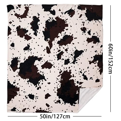 Yiyhuxf Cow Print Blanket Animal Brown Black Milky White Faux Fur Throw Blankets Western Cute Flannel Fleece Decorative Bed Sofa Office Blanket 60"x50" thumbnail 3