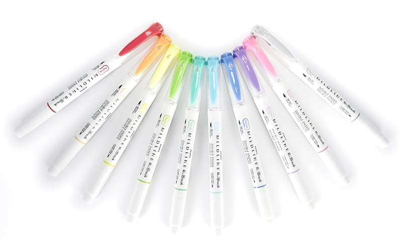 Zebra Pen MILDLINER Dual Tip Brush Pens, Felt Tip Pens For Adults, Bullet Tip & Brush Tip Colouring Pens, Double Ended Mildliner, Soft & Mild Colours, 10pk thumbnail 7