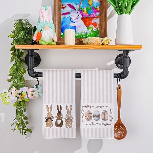 Siilues Easter Kitchen Towels Set of 2, 18x26 Inch Dish Towels Home Decor Hand Towels Seasonal Spring Holiday Bunny Decorations for Home Drying Dishcloth (Colourful 02) thumbnail 5