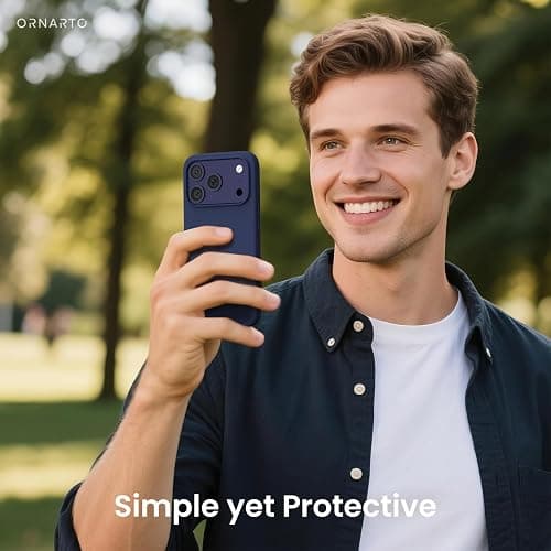 ORNARTO Compatible with iPhone 17 Pro Case 6.3", Slim Liquid Silicone 4 Layers Full Covered Soft Gel Rubber Shockproof Cover, Protective Phone Case for iPhone 17 Pro-Navy Blue thumbnail 6