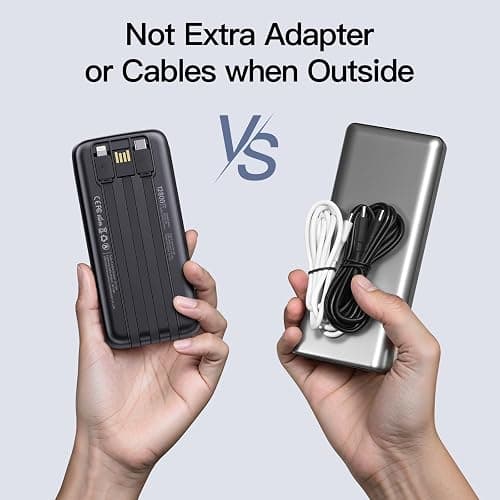 2026 2-Pack 12800mAh Portable Charger with Built in Cables, Travel Essential Battery Pack, 4 Outputs 2 Inputs Slim Power Bank with Cord Wires for iPhone 17/16/15/14, Samsung Galaxy S23/22, Pixel etc thumbnail 5