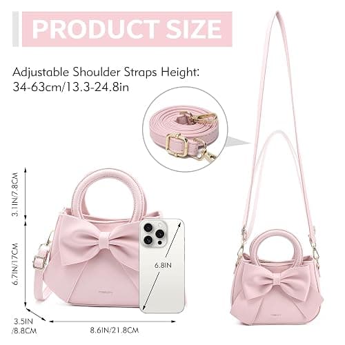 Small Purses for Women Crossbody Bag, Vegan Leather Crossbody Purses and Handbags with Top Carry Handle and Cute Bow Knot thumbnail 7