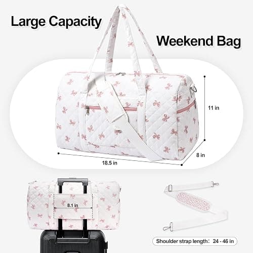 Gym Bag for Women, Cute Duffle Bag, Quilted Duffle Bag for Travel, Floral Duffle Bags, Weekend Bag with Zipper Pocket Dance Bag Organizer thumbnail 2