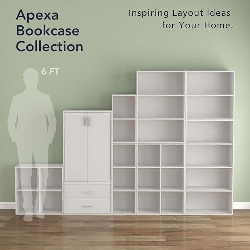 Homes: Inside + Out Apexa 4-Cube Storage Organizer Shelves, Stackable Wood Bookcase Fits Cubby Bins for Organization, Dorm Teen Room Decor & Home Office, White thumbnail 9