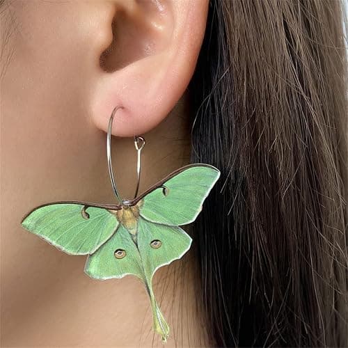 Moth Butterfly Earrings.Punk Insect Drop Earrings Color Acrylic Moth Wing Earrings Statement Black Earrings Party Jewelry for Women thumbnail 5
