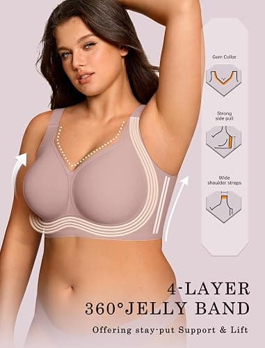 OEAK Womens Wireless Jelly Bra Plus Size Supportive Seamless Bras Full Coverage Push Up Comfortable No Underwire Tshirt Bras thumbnail 2