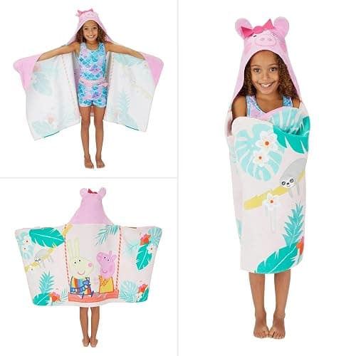 Peppa Pig Bath Pool Beach Soft Cotton Terry Hooded Towel Wrap Poncho, 24 in x 50 in, Large thumbnail 2