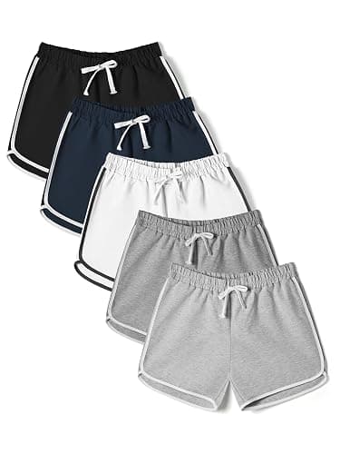 KIDDORY 5 Pack Girls Cotton Active Shorts Toddler Summer Shorts Multipack Soft Stretchy Sport Shorts for Playtime - Image 1