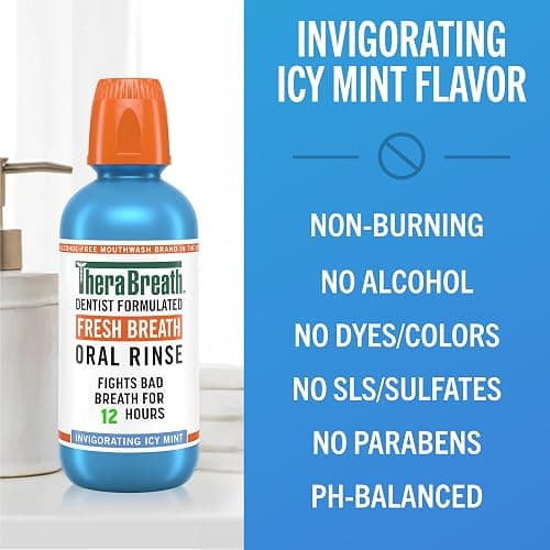 TheraBreath Fresh Breath Mouthwash, Icy Mint Flavor, Alcohol-Free, 16 Fl Oz (Pack of 2) thumbnail 6