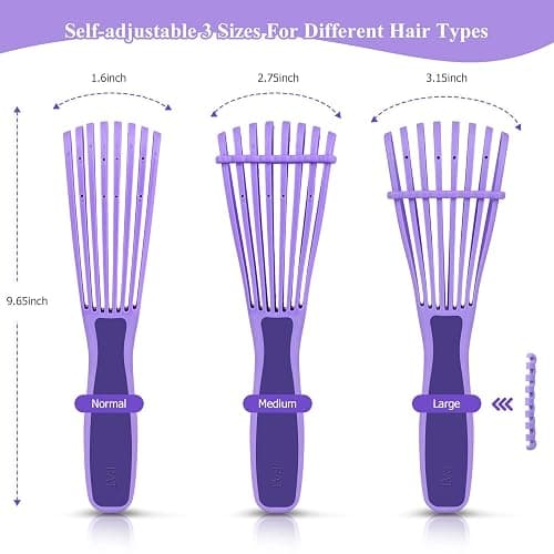 Hair Brush,Detangle Hair Brush, Detangler Brush for Women Men Adults Kids Afro American Type 3a-4c, Detangling Nylon Bristle Brush for Kinky Curly Coily Wavy Wet and Dry Hair,Purple thumbnail 3