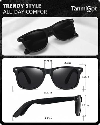 tanmigot Classic Polarized Sunglasses for Women Men,UV400 Protection Retro Sun Glasses Shades for Driving Vacation Fishing thumbnail 3