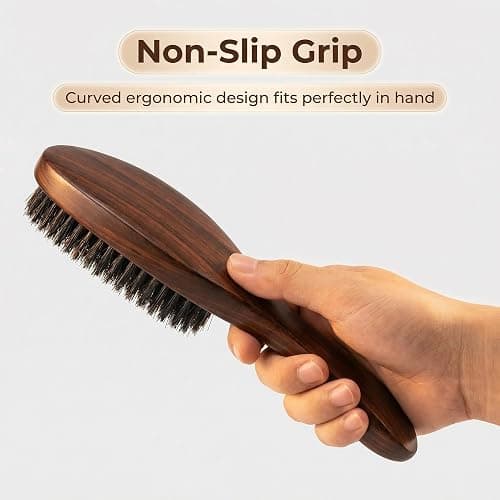 Satiskid Slick Back Hair Brush Beard Brush, Boar Bristle Hair Brush for Reduces Frizz and Static, Smoothing Hair Brushe Facial Hair Care for Men and Women thumbnail 4