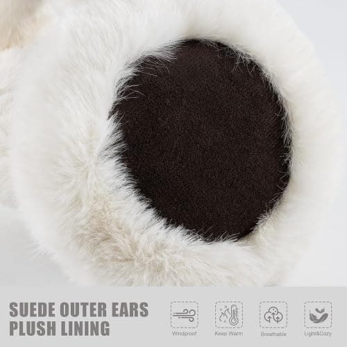 WATAME Womens Foldable Ear Muffs Fuzzy Faux Fur Earmuffs Fluffy Headband Ear Warmer Outdoor Girls Ear Cover thumbnail 3