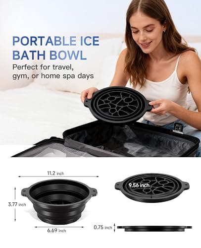 Face Bowl for Ice with Built-in Ice Tray – Collapsible Silicone Facial Ice Bath Bowl for Cold Plunge Therapy, Skin Tightening & Acne Relief – Portable Spa Tool for Home & Travel(Black) thumbnail 9