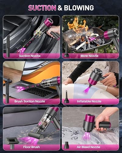 EYYA Handheld Cordless Car Vacuum Cleaner, 4-in-1 Portable Mini Car Vacuum Cleaner, 15000PA High Power & Air Duster with LED Light for Home Office thumbnail 4