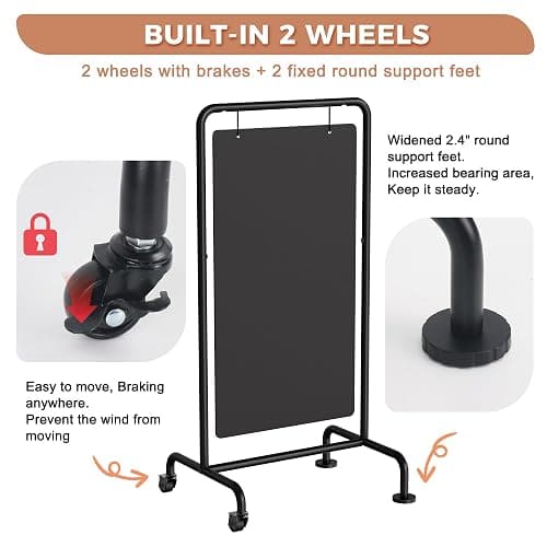 SELEAD Metal Swinging Chalkboard with Wheels - 40”x21” Large Rolling Menu Sign Board, Outdoor Indoor Double Sided Sidewalk Chalk Board Pizarra for Business, Event, Party thumbnail 5