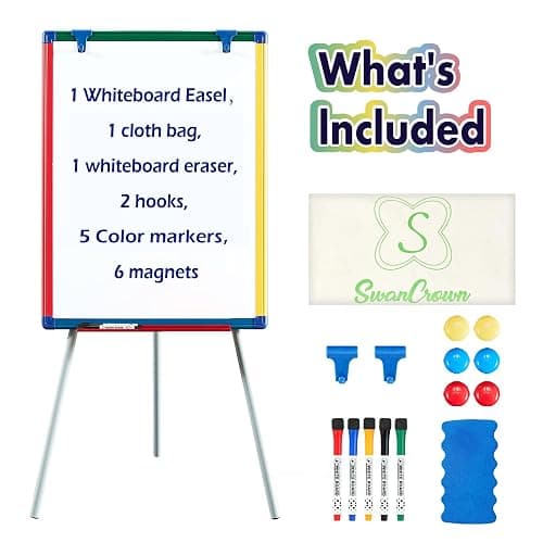 Dry Erase Board White Board for Kids 24x18 inch Art Easel for Kids Magnetic Tripod Whiteboard Art Easel and Flipchart Board with a Height-Adjustable Stand Perfect for Kid thumbnail 7