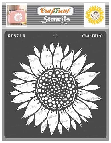 CraftTreat Reusable Sunflower Stencils - Vintage Sunflower & Floral Designs - 6x6 Inches - Fits Wood & Canvas - Image 1