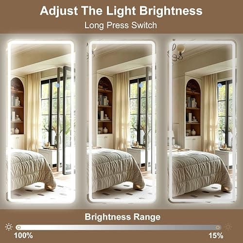 HARRITPURE Full Length Mirror with LED Lights - 71"x26" Lighted Floor Mirror for Bedroom/Cloakroom, Standing Mirror with Lights Dimmable & 3 Color Lighting thumbnail 5