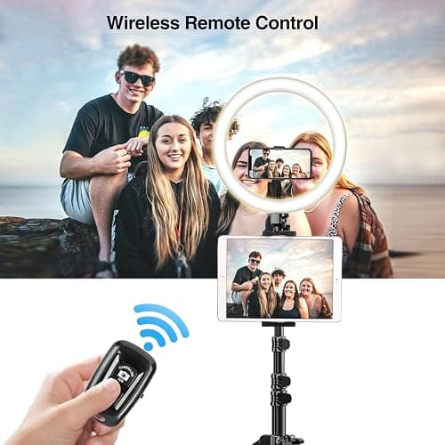 Elitehood 12’’ Ring Light with Tripod Stand (72’’ Tall) & iPad/Phone Holder, Dimmable Selfie Circle LED Lights Ringlight for Video Recording, Conference, Makeup, Laptop, Computer, Webcam, YouTube thumbnail 6