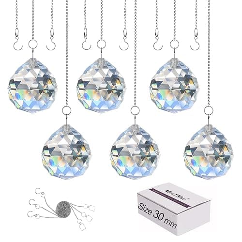 MerryNine 6 Pcs 30mm Clear Crystal Ball Prism Sun Shine Catcher Rainbow Pendants Maker, Hanging Crystals Prisms for Windows, for Feng Shui, for Gift (1.18"/30mm 6Pack) - Image 1