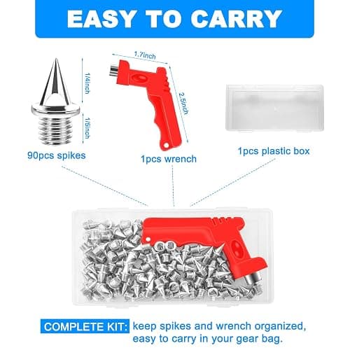 whpqhw 90PCS Track Spikes，1/4 Inch Stainless Steel Track and Cross Country Spikes with Spike Wrench, Replacement Spike for Sprint Sports Short Running Shoes thumbnail 7