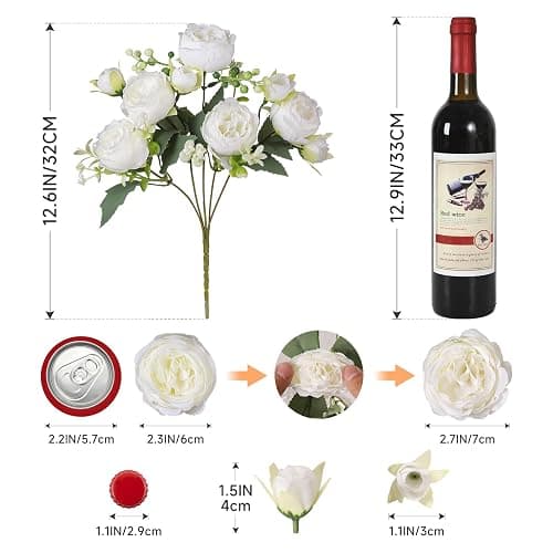 Luyue 2 Packs Peonies Artificial Flowers Vintage Faux Peony Bouquet Fake Flower for Vase Silk Floral Arrangements for Table Centerpiece Wedding Decoration Indoor Home Decor thumbnail 3