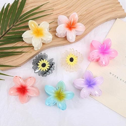 Apprise Deals hair clips,6 Pcs Flower Hair Clip,Nonslip Flower Claw Clips claw clips for thick hair Strong Hold Hawaiian Claw Clip for Medium Thick Hair Claw Clips for Women and Girls thumbnail 8