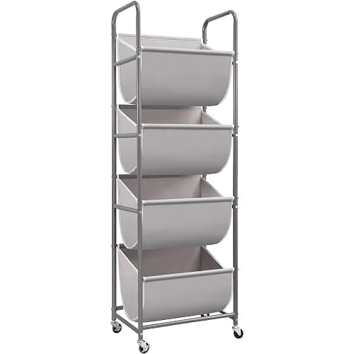 STORAGE MANIAC Vertical Rolling Laundry Hamper, 4 Section Laundry Sorter with Wheels and 2 Breaks, 4-tier Laundry Baskets for Small Space, Dorm, Laundry Room, Closet, Bathroom, Gray 4-tier - Image 1