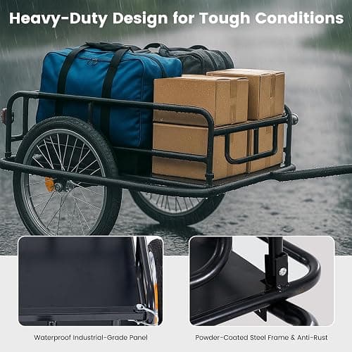 MOONCOOL Bike Cargo Trailer, Universal Hitch, Foldable Utility Wagon Cart | Heavy Duty Bike Trailer for Bicycle & Tricycle, 176 lbs Capacity, 16" x 1.75" All-Terrain Wheels, Compact Storage thumbnail 4