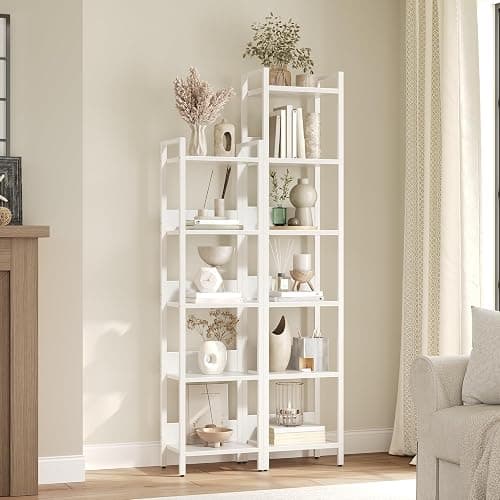 MAHANCRIS Bookshelf, 5-Tier Bookcase, Standing Book Shelf for Small Space, Storage Shelf Organizer, for Living Room, Bedroom, Study, Balcony, White BKBW5501 thumbnail 8