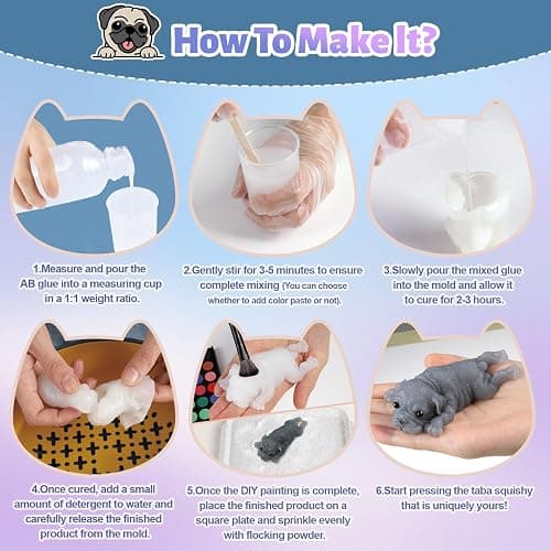 DIY Taba Squishy Kit - Make Your Own Squishies with Animal Molds and 1:1 AB Liquid Silicone Gel (14oz) thumbnail 7