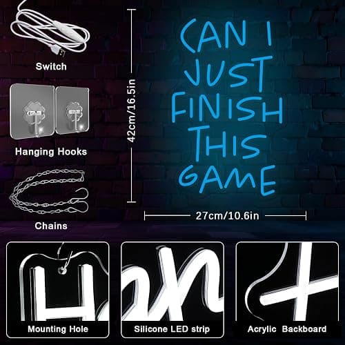 LMSIGNLY Game Letter Neon Sign Blue Gamer Neon Light for Gaming Room Decor LED Game Neon Sign for Teens Game Zone Boy Bedroom Kidsroom Internet Cafe Pub Club Man Cave Wall Decor thumbnail 2