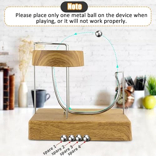 Perpetual Motion Machine, Kinetic Art Perpetual Motion Device Desk Toy, Science Physics Gadget for Office, Desktop Decoration Toys (Wood Grain) thumbnail 9