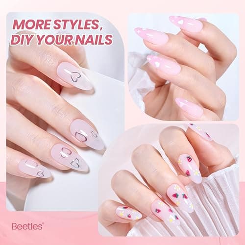 Beetles Milky Pink Gel Nail Polish, 15ml Nude Pink Jelly Neutral Gel Polish | Translucent Sheer Base Color Nail Concealer Soak Off UV LED Nail Lamp French Nail Art Gift for Women thumbnail 5
