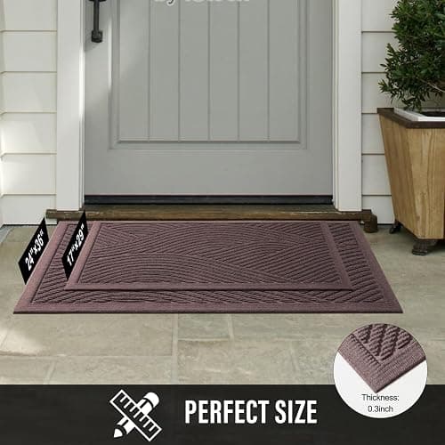 HIYARD Sturdy Front Door Mat, Absorbent Muddy Dirt Resist Welcome Door Mats Outdoor Indoor, Stain and Fade Resistant, Non-Slip Backing Entry Mat Low Profile Doormat for Entryway, 29×17, Coffee thumbnail 7
