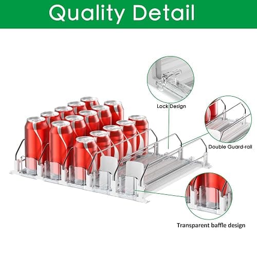 Drink Organizer for Fridge-White Automatic Pusher Glide,12oz 16oz 20oz-Soda Dispenser for Fridge-Holds up to 25 Cans thumbnail 6