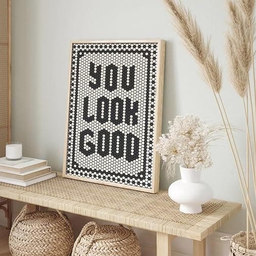 KISSFOX OAK Wood Framed Wall Art Western Wall Decor You Look Good Pictures Typography Canvas Art Southwestern Paintings Farmhouse Artwork For Bedroom Bathroom Living Room thumbnail 7