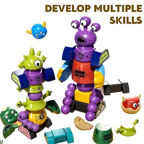 TEMI Magnet Robot Toy for Kids 3-5 Years Old - Monster Magnet Toys Stacking Transform Toys with Storage Box, Set for Boys Age 3 4 5 6 7 Years Old Boys, Christmas and Birthday Gifts thumbnail 4
